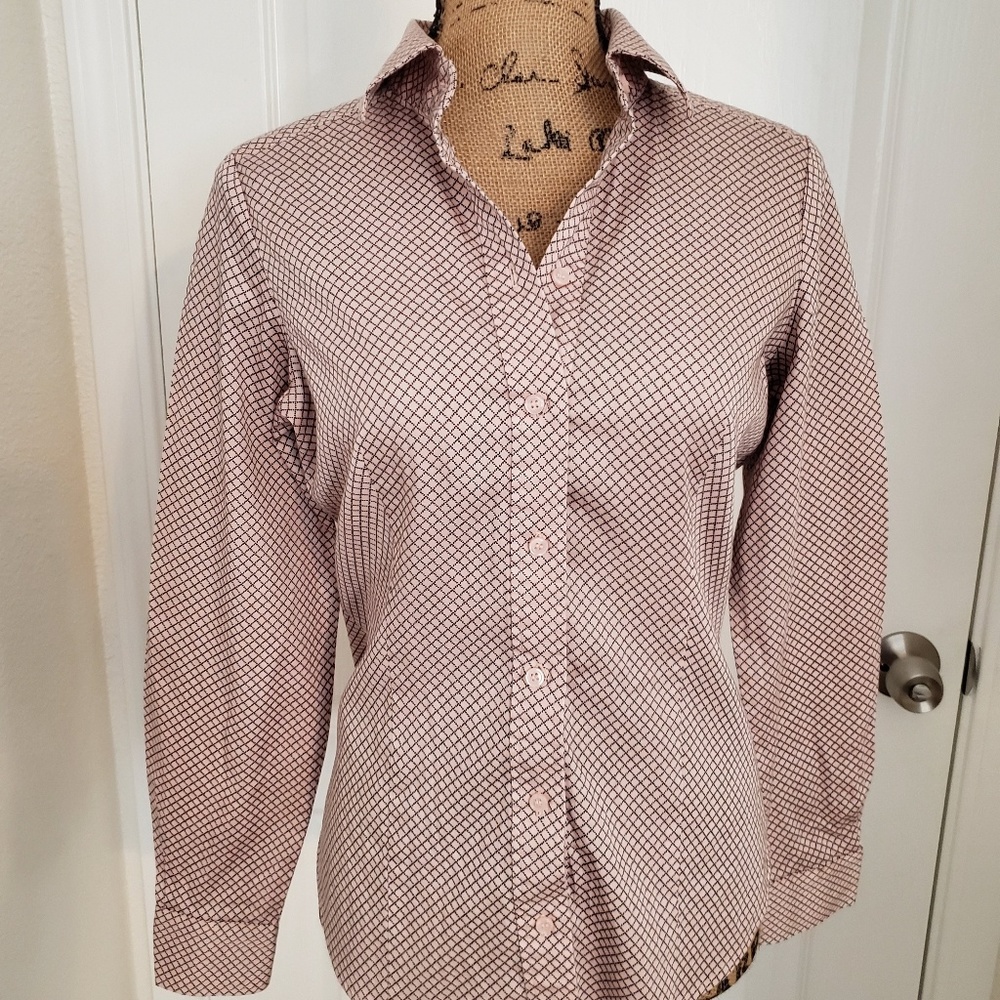 Button down blouse blush with black lines